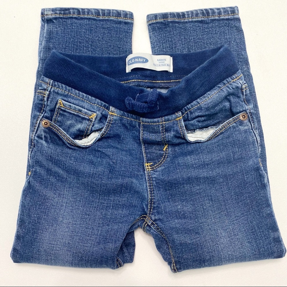 old navy | karate skinny dark distressed flex jeans 4t unisex